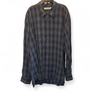 Tommy Bahama black/grey plaid long sleeve lightweight button-up shirt Sz XXL